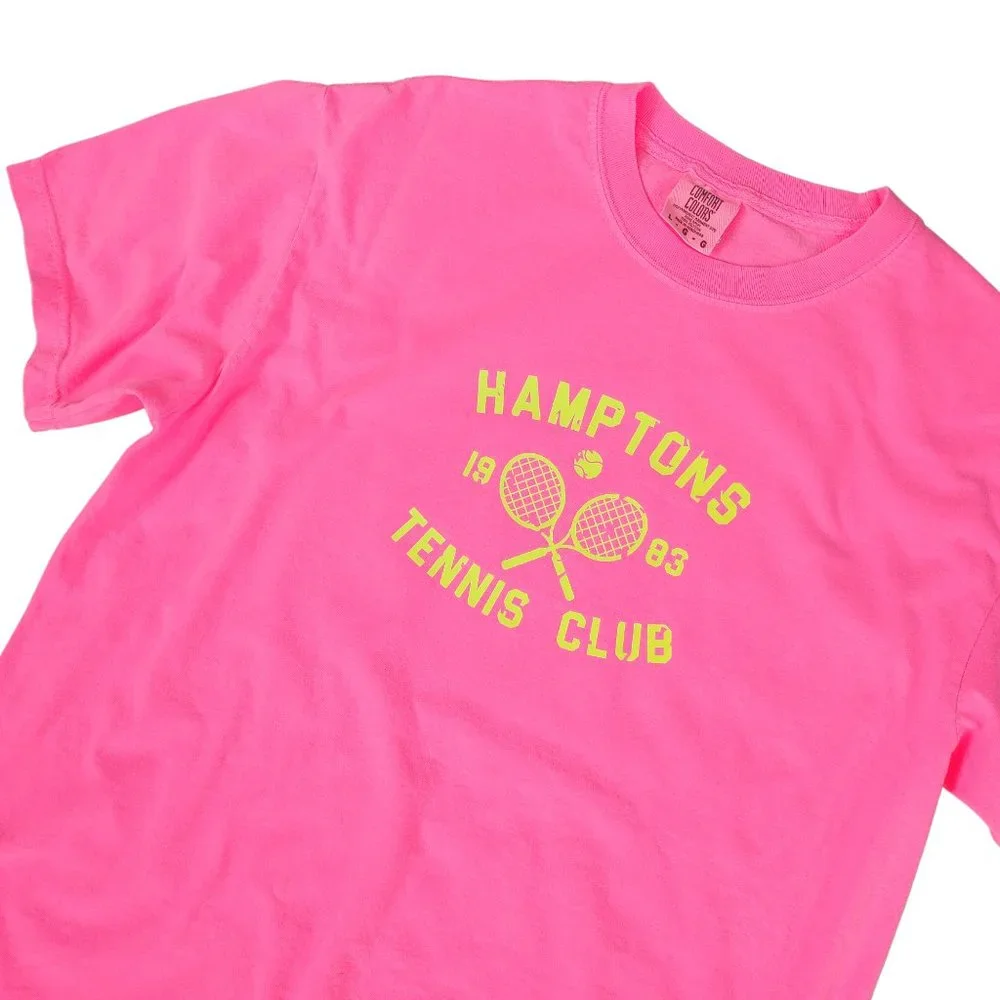 Neon Pink Hamptons Tennis Club T-Shirt - Picture 4 of 7